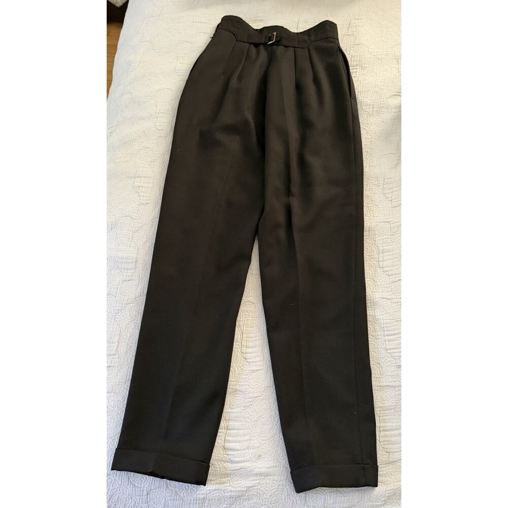 Kenzo Paris Black Wool Pleated Tapered Wool Trousers Dress Pants‎ VTG 90s Sz 36 - Picture 2 of 13